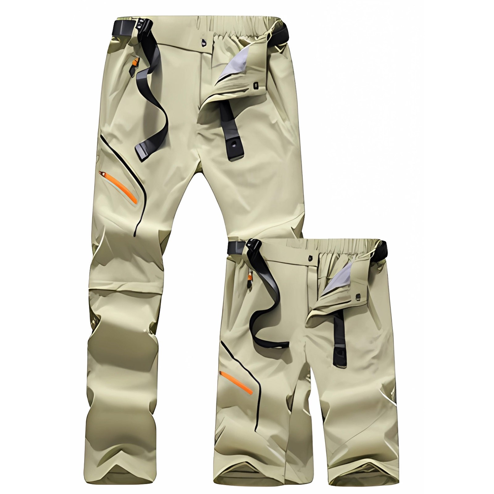 thumbnail image 2 of Pantalones de senderismo con cremallera desmontable para hombre: nailon transpirable, secado rápido, cintura ajustable con cinturón, adecuados para deportes al aire libre, 2 of 8